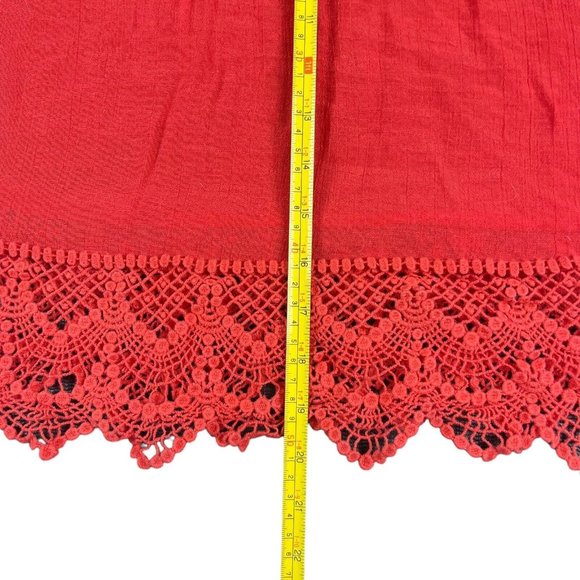 Bobeau Top Blouse Red Orange Off The Shoulder Lace‎ Hem Women's Size Medium - Picture 16 of 16